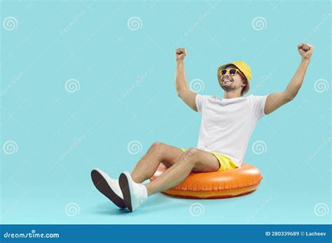 Funny Guy On Floating Ring Ready For Summer Stock Image Image Of Holiday Lifebuoy 280339689