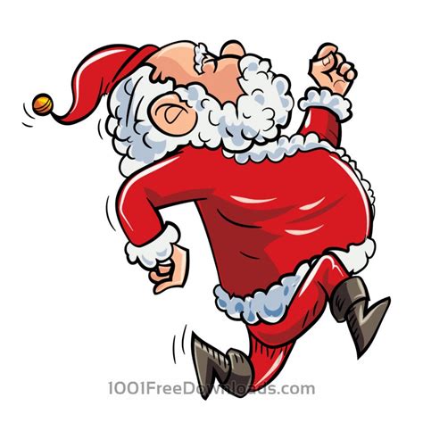 Free Vectors Running Santa Holidays