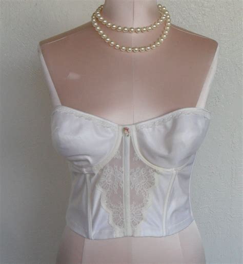 vintage bustier ivory lace strapless bra lady marlene corset