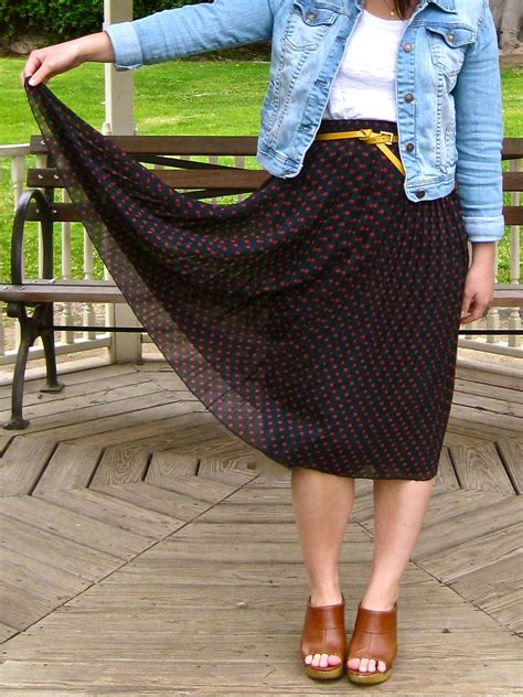 Polka Dot Pleated Skirt Denim Jacket Style Spring Summer Outfits