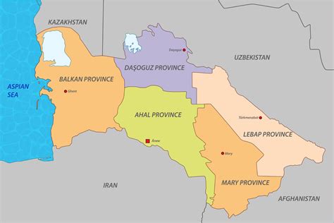 Mapa De Turkmenist N Con Estados Vector En Vecteezy