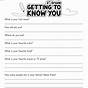 Get To Know You Worksheet For Adults