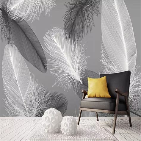 Original Modern Nordic Feather Wall Professional Production Mural