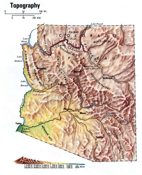 Arizona Topographic Map Free Large Topographical Map Of Arizona Topo