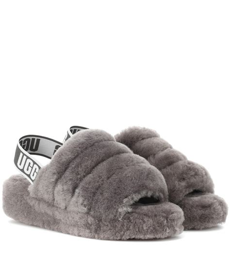 Ugg Fluff Yeah Fur Slides In Charcoal Gray Lyst