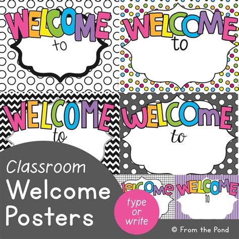 Classroom Welcome Posters With Polka Dots And The Words Welcome To Us