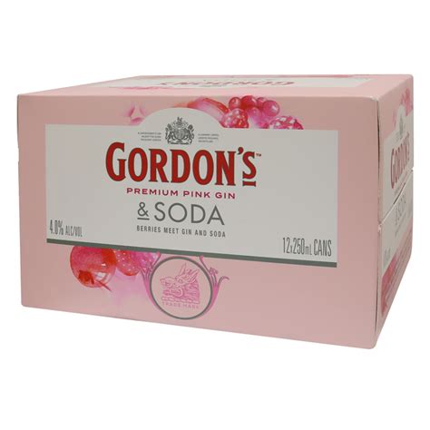 Super Liquor Gordons Premium Pink Gin And Soda 4 Cans 12x250ml