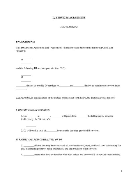 Free Printable Dj Contract Templates Word Pdf Simple