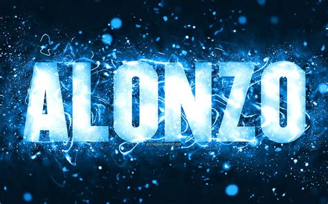 Happy Birtay Alonzo Blue Neon Lights Alonzo Name Creative Alonzo