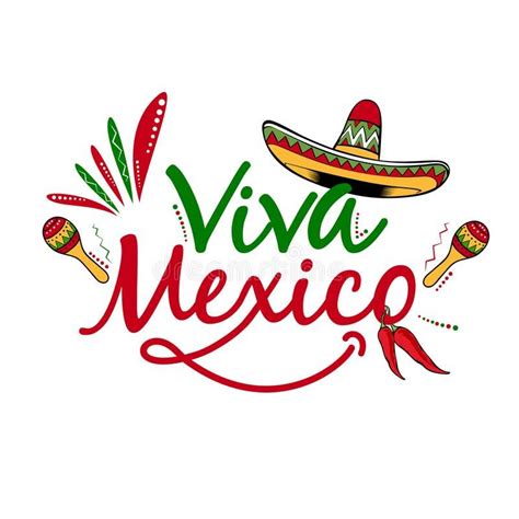 The Word Viva Mexico With Sombrero And Chili Peppers Royalty Illustration