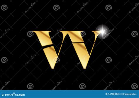 alphabet letter vv v v gold golden metal metallic logo icon design stock illustration