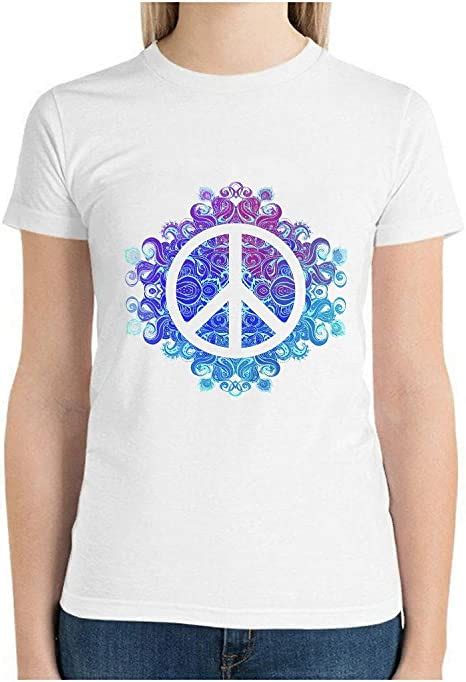 Peace Sign Womens Tee Shirts Short Sleeve Crewneck Summer Casual Tops