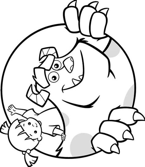 Boo And Sulley In Monsters Inc Coloring Page : Kids Play Color