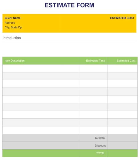 10 Best Free Printable Estimate Templates Blank Downloadable