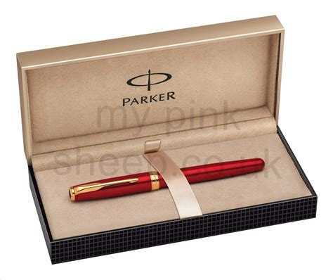 Parker Sonnet Fountain Pen T Set With Gold Trim Red Ref 1859460 Ebay