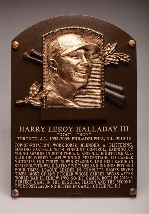 Roy Halladay Hall Of Fame Induction Plaque Works Emuseum