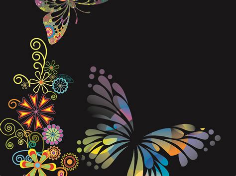 Butterfly Shaped Flowers Powerpoint Templates Black Flowers Free