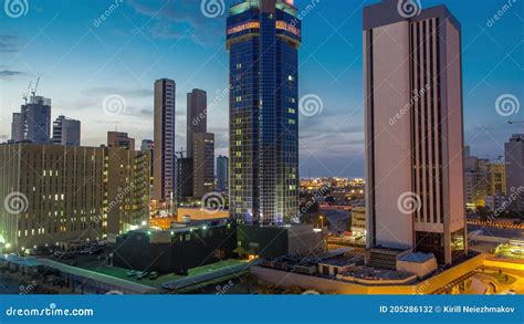 Skyline With Skyscrapers Day To Night Timelapse In Kuwait City Downtown