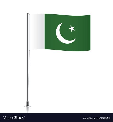 Pakistani Flag Waving On A Metallic Pole Vector Image