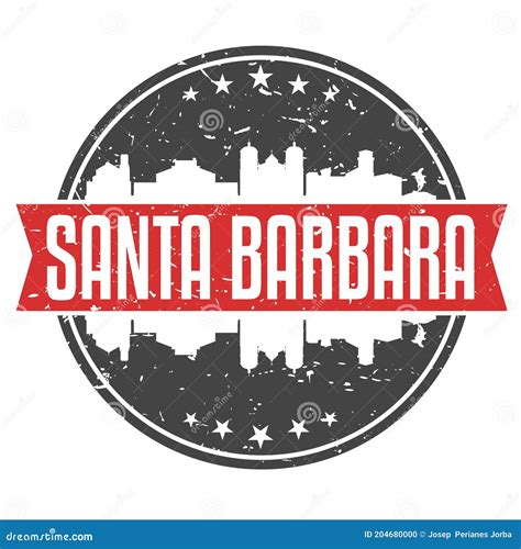 Santa Barbara California Round Travel Stamp Icon Skyline City Design