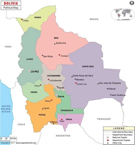 Mapa Político De Bolivia Laminado 36 W X 3887 H Amazones
