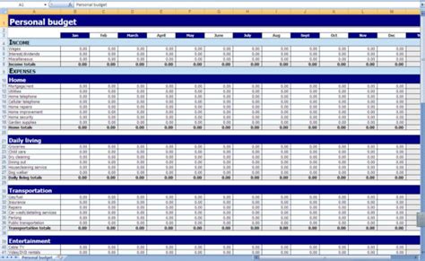Personal Finance Spreadsheet Template — Db