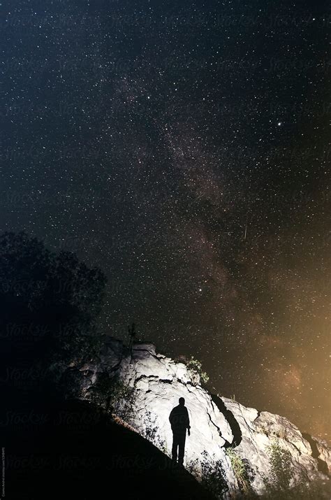 Night Sky With Stars And Man By Stocksy Contributor Cosma Andrei