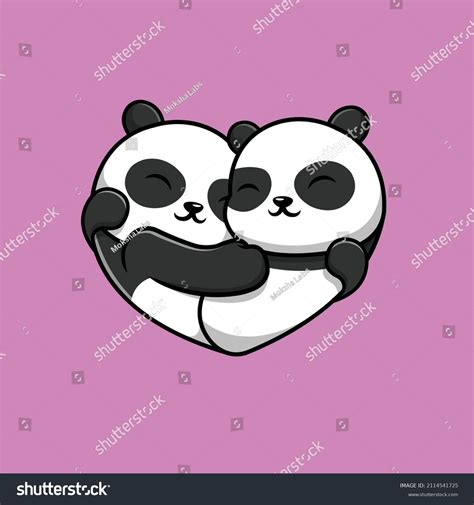 Cute Panda Couple Love Cartoon Vector Stock Vector Royalty Free