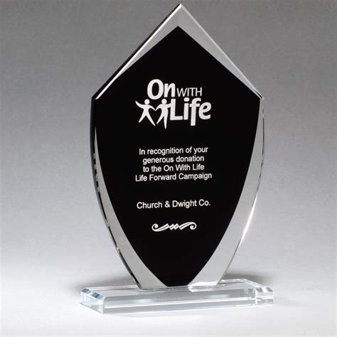 Shield Shaped Glass Award With Black Center Awards For Less