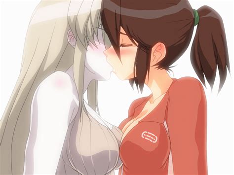 Rule 34 2012 2girls Animated Animated  Blush Breast Press Breasts Brown Hair Closed Eyes