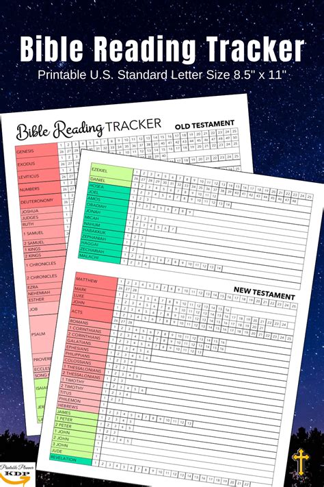 Printable Bible Reading Tracker Us Standard Letter Size 85x11