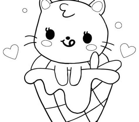 Kawaii Cat Coloring Pages Coloring Home
