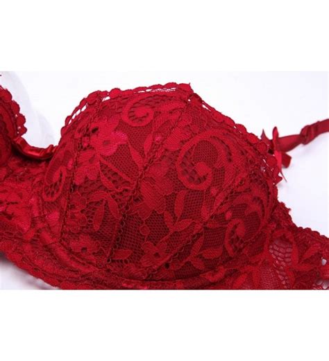 women s comfort fine fabric sexy lingerie push up embroidery lace bra and panty set red