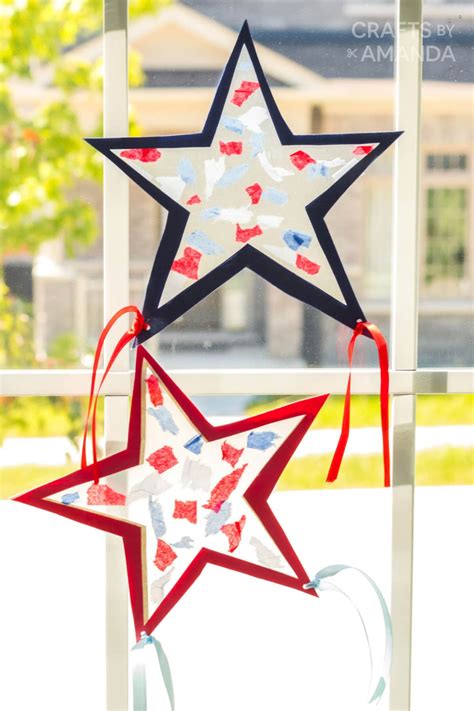 Patriotic Star Suncatchers Patriotic Crafts July Crafts Crafts For Kids
