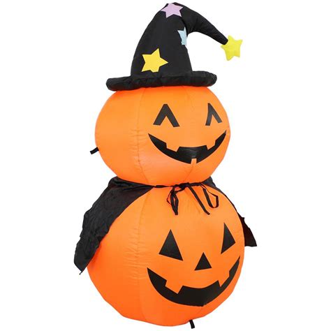 Sunnydaze Decor 425 Ft H Double Jack O Lantern With Witch Hat And
