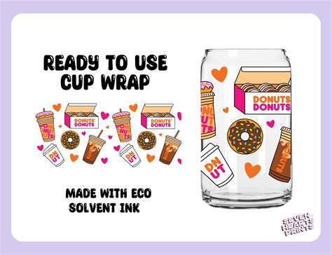 Dunkin Donuts Permanent Vinyl Cup Wrap Ready to Apply, 16 Oz Libbey