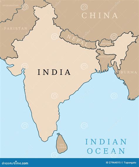 Mapa De La India Ilustración Del Vector Ilustración De Amarillento