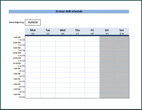 》free Printable 10 Hour Shift Schedule Template