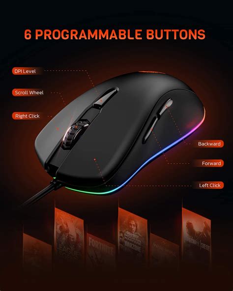Buy Dareu Wired Gaming Mouse 6400dpi6 Programmable Buttons Ergonomic