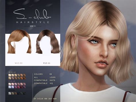 S Club Ts4 Wm Hair 20211 Sims Sims Hair Sims 4