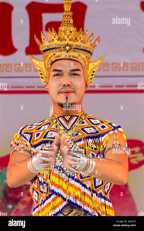 Male Dancer In Traditional Thai Costume At Festival In Old Phuket Town
