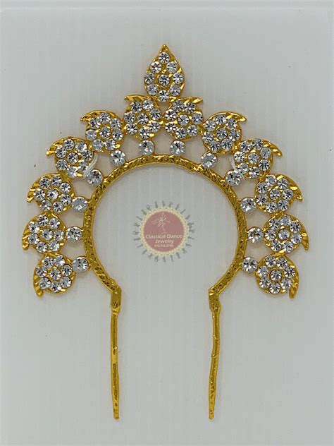 White Stone Tiara Crown Indian Jewelry Kireet Bharatnatyam