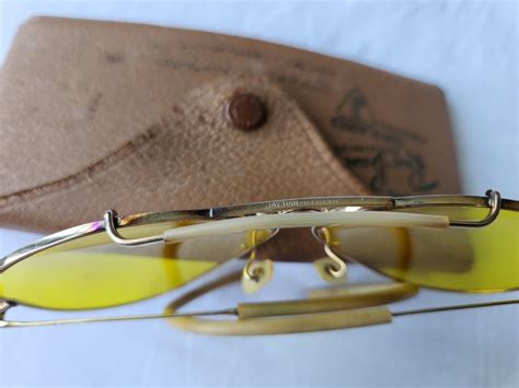Vintage Ray Ban Amber Shooter Aviator Sunglasses 12k Gf Bullet Hole 62mm Lenses Ebay