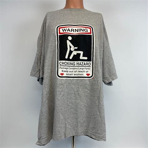 Warning Choking Hazard T Shirt Vintage 2000s Mature Humor Comedy Sex Grey 4xl Ebay