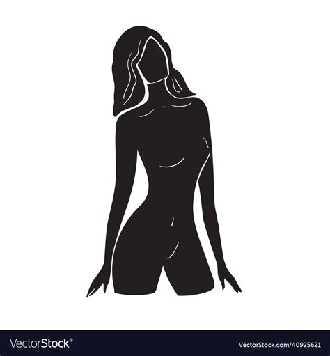 Beautiful Nude Black And White Flat Woman Stock Vector Image