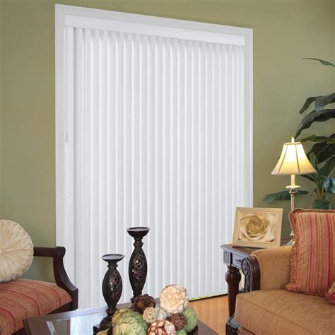 Hampton Bay White Faux Wood Vertical Blinds With 3 12 In Slats