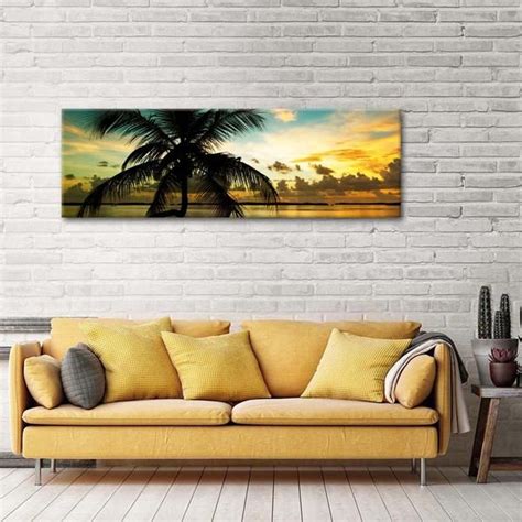 Sunset Palm Tree Multi Panel Canvas Wall Art Canvas Wall