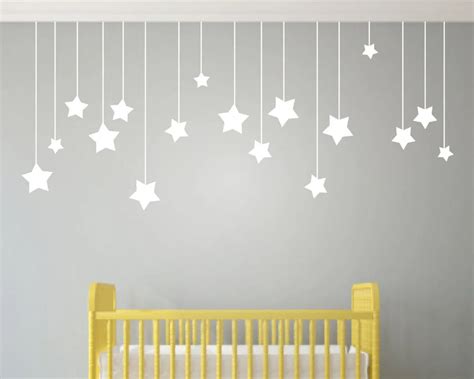 17pcs Hanging Stars Wall Stickers For Kids Room White Star Baby Nursery