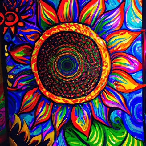 Psychedelic Sunflower Painting · Creative Fabrica