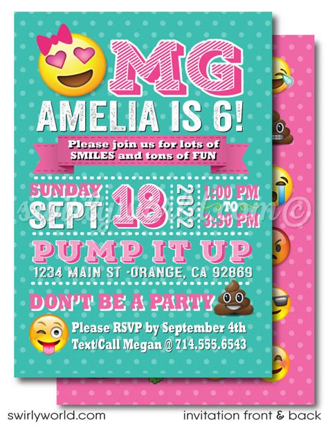 Emojis Omg Girls Birthday Invitation Digital Download Design Emoji